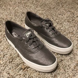 Shimmery platform Keds